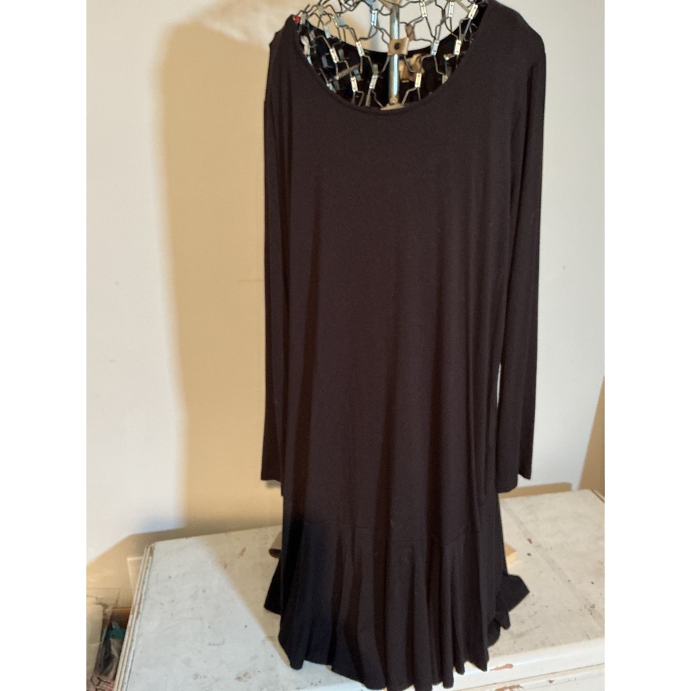 Terra & Sky Womens Black Long Sleeve Ruffle‎ Hem Dress 0X 14W TS30100015463
